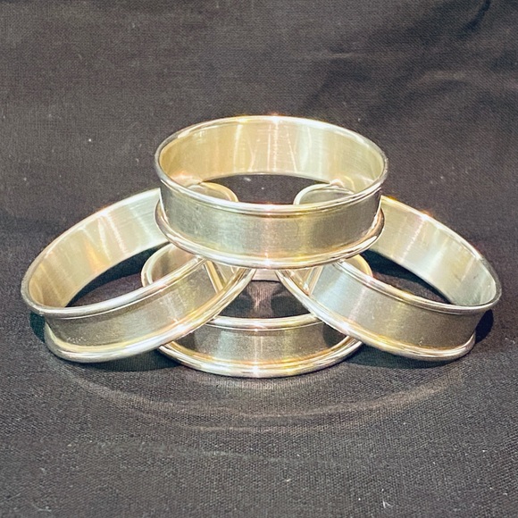 Lullaby Sterling Silver Napkin Rings Holder No Mono 1.75" Round Set of 8 N61 - Picture 3 of 6